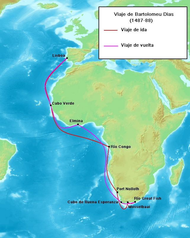 Picture Of Bartolomeu Dias Route Of The Voyage